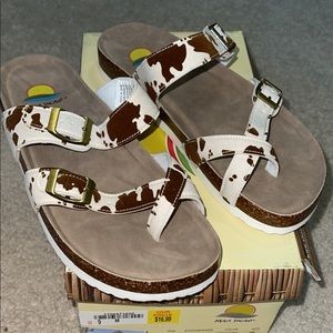 Brown cow print sandles
